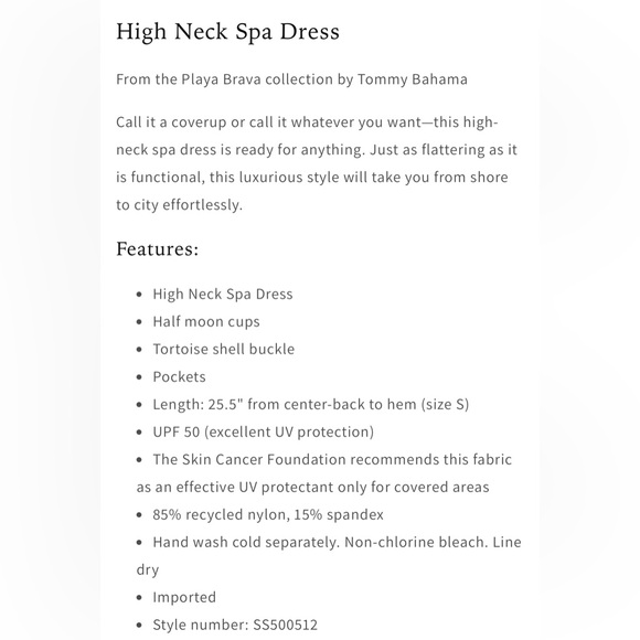 Tommy Bahama High Neck Spa Dress EUC - Picture 8 of 8